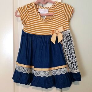 Bonnie Baby 12m denim & lace dress